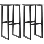 vidaXL Barhocker 2 Stk. Schwarz 38x38x80 cm Pulverbeschichteter Stahl