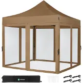 Vonroc Partyzelt - 3x3 m | Set inkl. Moskitonetz-Seitenwänden - Beige