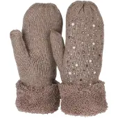 StyleBREAKER Fäustlinge "Strickhandschuhe Fäustlinge mit Strass und Perlen" 2 Stk.