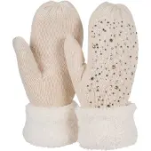 StyleBREAKER Fäustlinge "Strickhandschuhe Fäustlinge mit Strass und Perlen" 2 Stk.