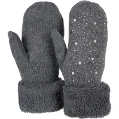 StyleBREAKER Fäustlinge "Strickhandschuhe Fäustlinge mit Strass und Perlen" 2 Stk.