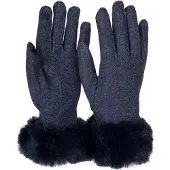 StyleBREAKER Fleecehandschuhe "Touchscreen Handschuhe mit Kunstfell", Damen, blau (dunkelblau), Obermaterial: 10% Elasthan EL. 90% Polyester PES., Modisch, Handschuhe Fleecehandschuhe