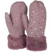 StyleBREAKER Fäustlinge "Strickhandschuhe Fäustlinge mit Strass und Perlen" 2 Stk.