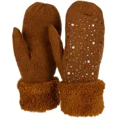 StyleBREAKER Fäustlinge "Strickhandschuhe Fäustlinge mit Strass und Perlen" 2 Stk.