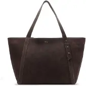 Manfield Dunkelbrauner Veloursleder-Shopper | Größe Onesize