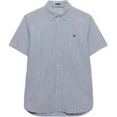 Superdry für Herren. M4011102A Klassisches blaues Seersucker-Hemd (M), Lässig, Baumwolle, Kurzarm