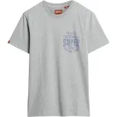 Superdry für Herren. M1011980A T-Shirt mit grauer Copper Label Grafik auf der Brust (XXL), Lässig, Baumwolle, Kurzarm