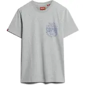 Superdry für Herren. M1011980A T-Shirt mit grauer Copper Label Grafik auf der Brust (S), Lässig, Baumwolle, Kurzarm