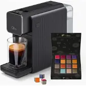 Tchibo Qbo ONE Premium Kapselmaschine inkl. 16 recyclebaren Qbo Kaffeekapseln für Espresso, Caffè Crema und Caffè Grande, hochwertiges, kompaktes, innovatives Design, Soft Black