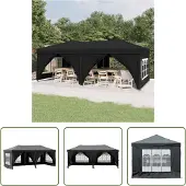 The Living Store Partyzelt Faltbar mit Seitenwänden Schwarz 3x6 m