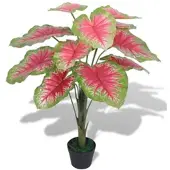 Furnicato Künstliche Caladium Pflanze mit Topf 85 cm Rot und Grün
