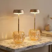 Globo 2x LED Tischlampe Tischleuchte Touchdimmer Glas Leselampe Champagner H 28 cm