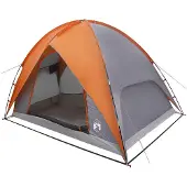 vidaXL Campingzelt mit Regenhaube wasserdicht Kuppel Grau und Orange