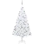 Syfax Künstlicher Weihnachtsbaum mit Beleuchtung & Kugeln Weiß 240 cm