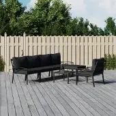 vidaXL Möbel 7-tlg. Garten-Lounge-Set mit Grauen Kissen Stahl - Terrassenmöbel 3187947
