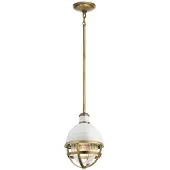 Kichler Elstead Tollis Hängeleuchte E27 32cm Naturmessing und weiß Klar gerippt