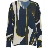 Fransa Langarmbluse "Langarm-Bluse FRLENA", Damen, Gr. S, blau (navy blazer aop so24 01d), Obermaterial: 51% Viskose LENZING ECOVERO CV LenzEcov. 49% Viskose CV., Blusen Langarmbluse