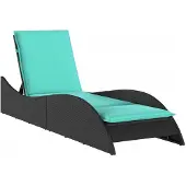 vidaXL Sonnenliege mit Kissen Schwarz 60x205x73 cm Poly Rattan