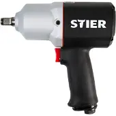 Stier Druckluft Schlagschrauber 15-PC, leicht, max. Lösemoment 1.054 Nm, vierkant, 1/2 Zoll, Stecknippel 1/4 Zoll, Schlagschrauber mit Hochleistungs-Stift-Schlagwerk, 3 Geschwindigkeitsstufen