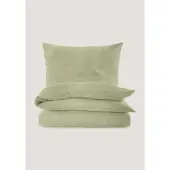 Hessnatur Musselin Bettwäsche-Set in pastelloliv | Gr.: 240x220 (2x 40x80 cm)