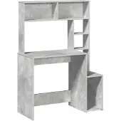 vidaXL Schreibtisch mit Regal Betongrau 100x45x140 cm Holzwerkstoff