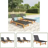 The Living Store 3-tlg. Garten-Lounge-Set Poly Rattan & Massivholz Akazie