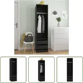 The Living Store Kleiderschrank mit Schubladen Schwarz 50x50x200cm Holzwerkstoff