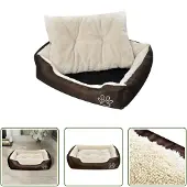 The Living Store Warmes Hundebett mit Polsterkissen L