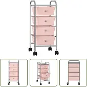 The Living Store Schubladenwagen mit 4 Schubladen Rosa Kunststoff