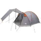 vidaXL Hütten-Zelt Grau und Orange 4-Personen Polyester und Stahl