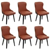 Mendler 6er-Set Esszimmerstuhl HWC-M60, Polsterstuhl Küchenstuhl Lehnstuhl Stuhl, Stoff/Textil Massiv-Holz terrakotta-braun