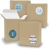 Itenga Adventskalender zum Füllen 24x Quader BRAUN + Sticker V08 Z05