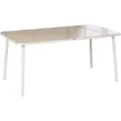 Beliani Gartentisch Hellbeige Stahl mit Glasplatte Sicherheitsglas 160 x 90 cm Rechteckig für 6 Personen Pulverbeschichtet UV Beständig Wetterfest