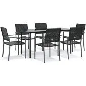 vidaXL 7-tlg. Garten-Essgruppe Poly Rattan und Stahl