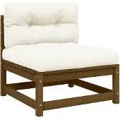 vidaXL Garten-Mittelsofa mit Creme Kissen Massivholz Kiefer