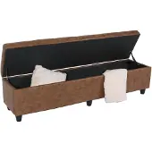 Mendler Aufbewahrungs-Truhe Sitzbank Bank Kriens XXL, Stoff/Textil, 180x45x45cm WildKunstleder