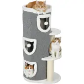 PawHut Kratztonne, 101 cm hoch Katzentonne mit Höhle, Spielball, Plüschrand