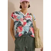 Cecil Shirtbluse Sommershirt mit Split Neck und Printmix