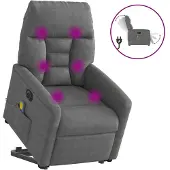 vidaXL Massagesessel Aufstehhilfe Elektrisch Dunkelgrau