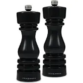 Cole & Mason London Pfeffer- & Salzmühlen Set 18cm, Schwarz Hochglanz, Verstellbares Mahlen, Geschenkbox