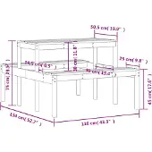 vidaXL Picknicktisch 110x134x75 cm Massivholz Kiefer