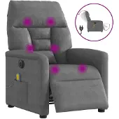 vidaXL Massagesessel Elektrisch Dunkelgrau Mikrofasergewebe