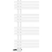 LuxeBath Design Badheizkörper, 500x1000 mm, Weiß, Anschlussgarnitur Thermostat Universal Eck- und Durchgangsform, ohne Heizstab