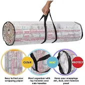 Jojomino Weihnachtsgeschenkpapier-Aufbewahrungstasche für Unters Bett, Weihnachtsgeschenkpapier-Organizer, Einfache Tragegriffe, Transparente, Wasserdichte