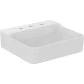 Ideal standard Conca Waschtisch, 3 Hahnlöcher, ohne Überlauf, geschliffen, 500x450x145 mm, T3816MA, Farbe: Weiß mit Ideal Plus