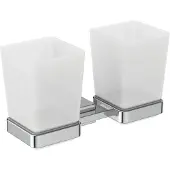 Ideal standard IOM Cube Glashalter E2205AA doppelt, Glas satiniert, mit Befestigungssatz, verchromt