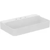 Ideal standard Conca Waschtisch, 3 Hahnlöcher, ohne Überlauf, geschliffen, 800x450x145 mm, T3830MA, Farbe: Weiß mit Ideal Plus