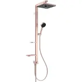 Ideal standard Ceratwist Alu+ Duschsystem ohne Armatur, mit 2 Ablagen, 2-Funktions-Handbrause, eckige 2-Funktions-Kopfbrause, BE213RO, Farbe: Rosé