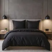 TRAUMSCHLAF Uni Mako-Satin Bettwäsche 2x Kissenbezug 65x100 cm | schwarz - schwarz