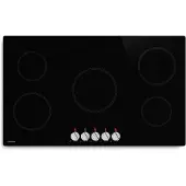 Klarstein Kochheld Induktionskochfeld | Elegant & kraftvoll | 5 Kochzonen | 8700 W | 90 cm Schwarz